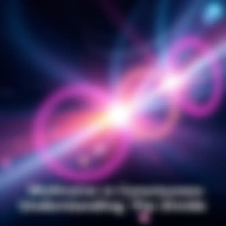 Conceptual Art of Multiverse and Consciousness An artistic representation showing two spheres, one symbolizing the Multiverse and the other representing Consciousness, connected by a beam of light.