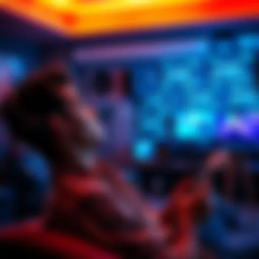 A person listens to music while relaxing with subliminal messages playing in the background, showing a peaceful and focused atmosphere.