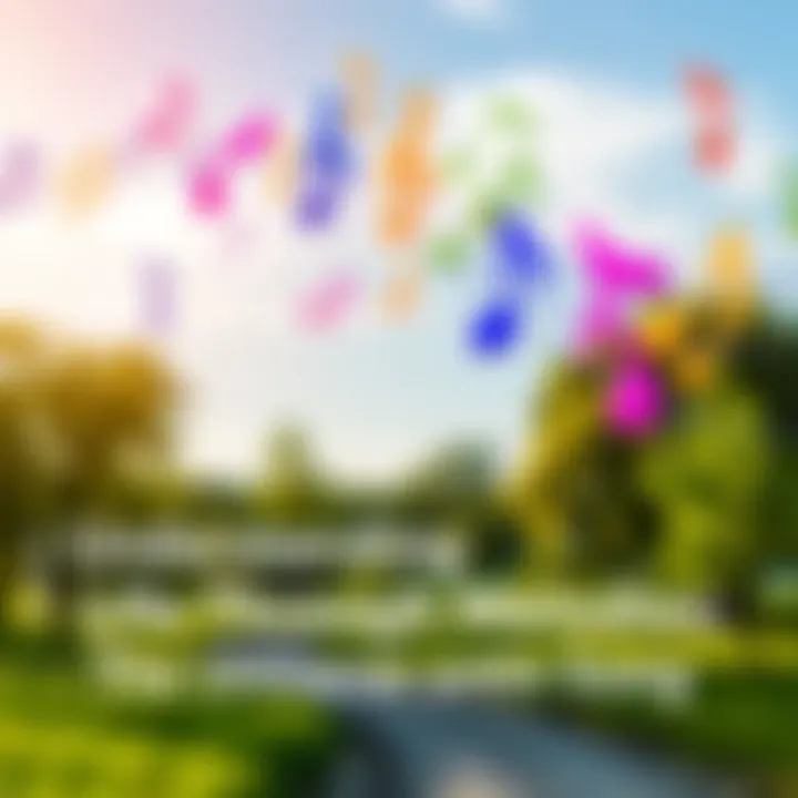 Colorful musical notes float through a serene landscape with trees and a clear sky, symbolizing the connection between life and music.