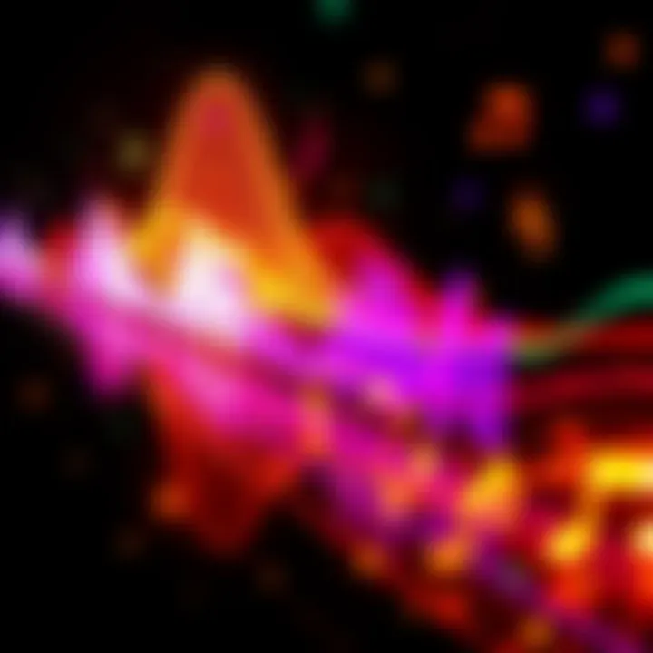 An artistic representation of ancient musical scales with healing properties, featuring colorful waveforms and notes that symbolize solfeggio frequencies.