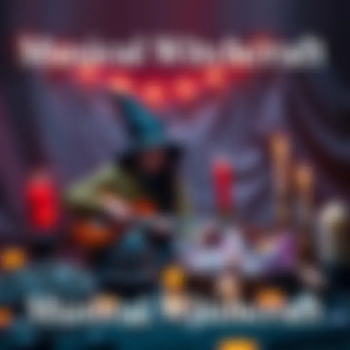 A person playing a musical instrument surrounded by candles and crystals, representing the blend of music and witchcraft in a spiritual setting.