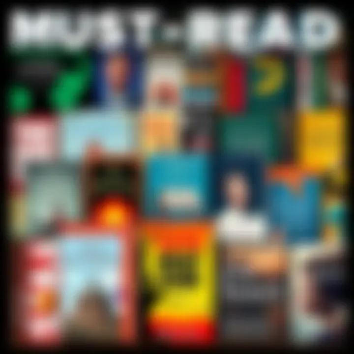 A colorful array of book covers from different genres including fiction and non-fiction