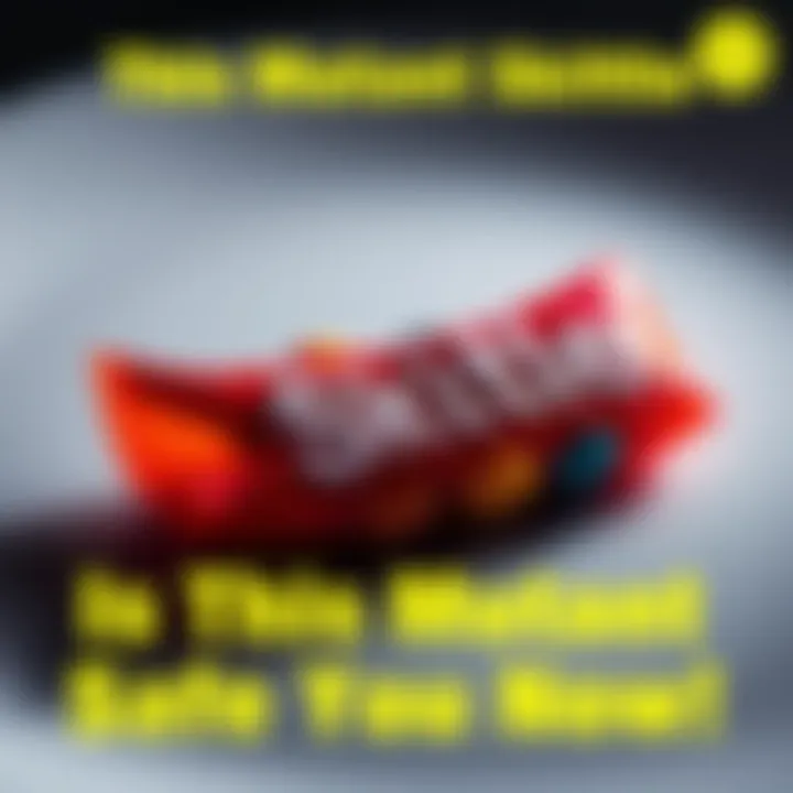 A close-up of a strange-looking Skittle candy on a plate, showing unusual colors and shapes