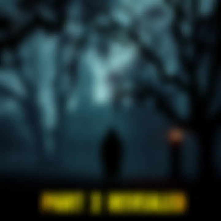 A view of Myrtles Plantation featuring a shadowy silhouette near a notable post, surrounded by trees and an eerie atmosphere