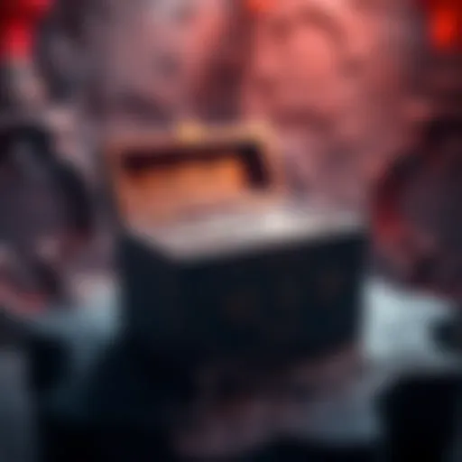 A close-up view of a mysterious box featuring detailed carvings, inviting people to guess its hidden contents.