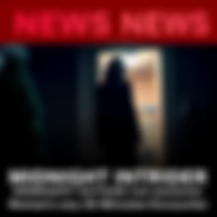 A shadowy figure stands outside a woman's home at night, looking in through the window.