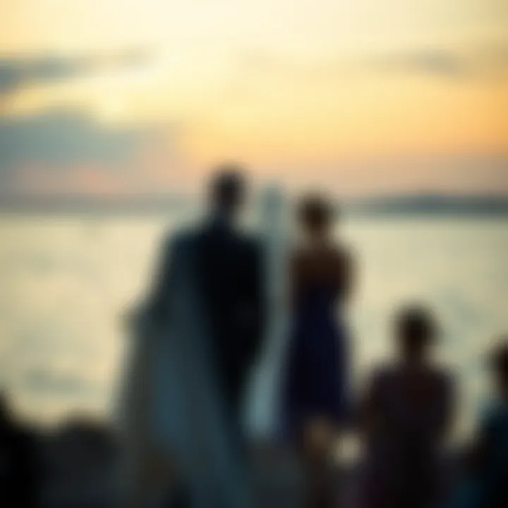 A wedding photo shows a father and guests near Chesapeake Bay with a strange figure appearing in the background