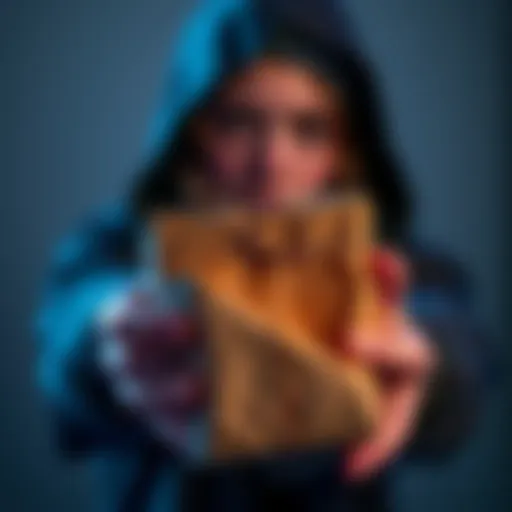 A person holds a wrapped item looking curious about what's inside it.