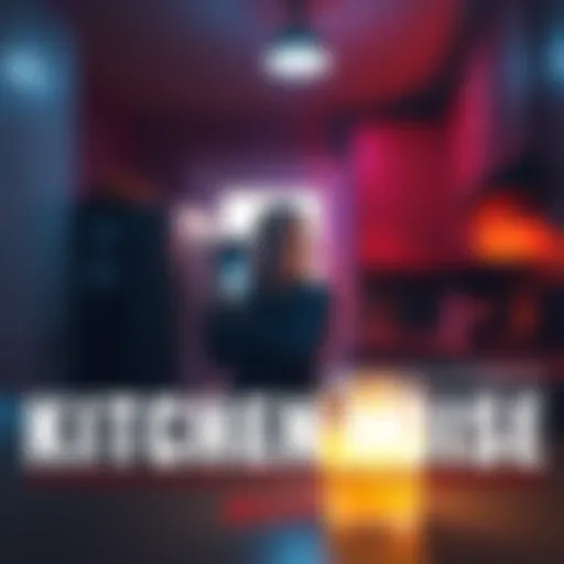 A homeowner in a dimly lit kitchen, looking startled while holding a phone, captures a strange noise after hearing it