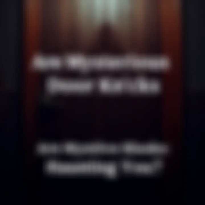 A close-up of a wooden door with a shadowy figure outside, hinting at an eerie knock.