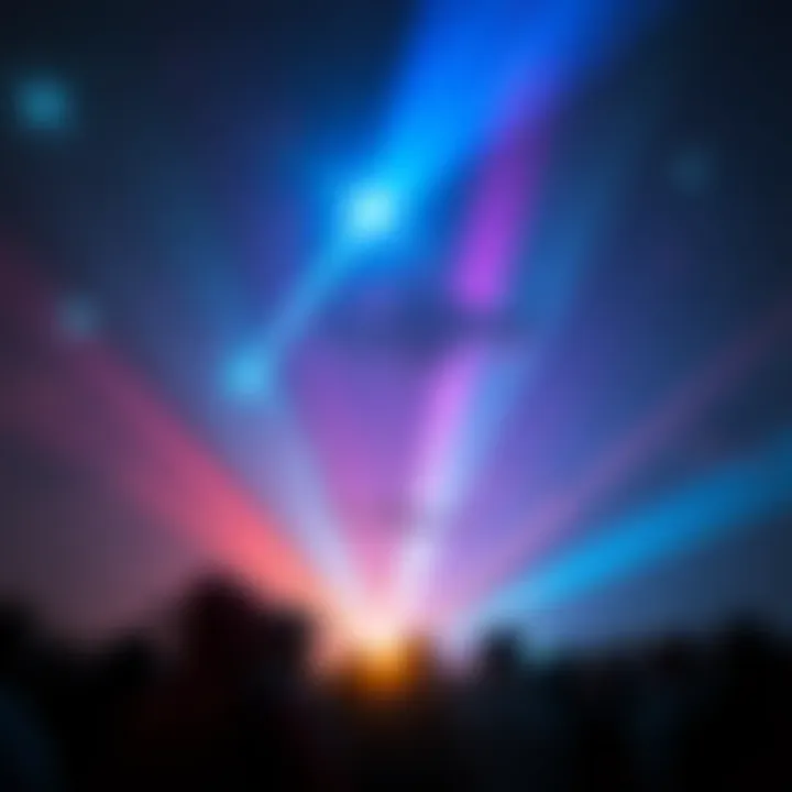 Colorful lights and shapes in the night sky, sparking curiosity among people looking up.