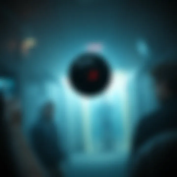 Photo showing a strange object captured during a paranormal tour, with a tour guide in the background looking surprised.