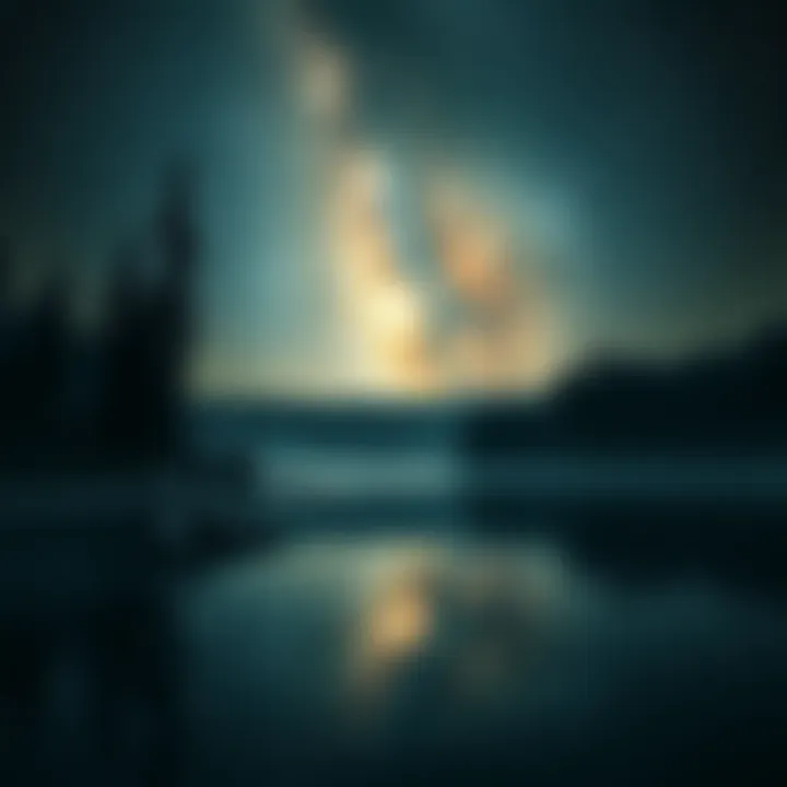 Mysterious Wilderness Encounters A somber depiction of Loon Lake under a starry sky, symbolizing the search for UFOs and the unknown.
