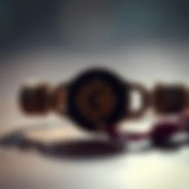 A close-up view of a bracelet featuring a unique sigil with a vintage design, representing a connection to middle school memories.
