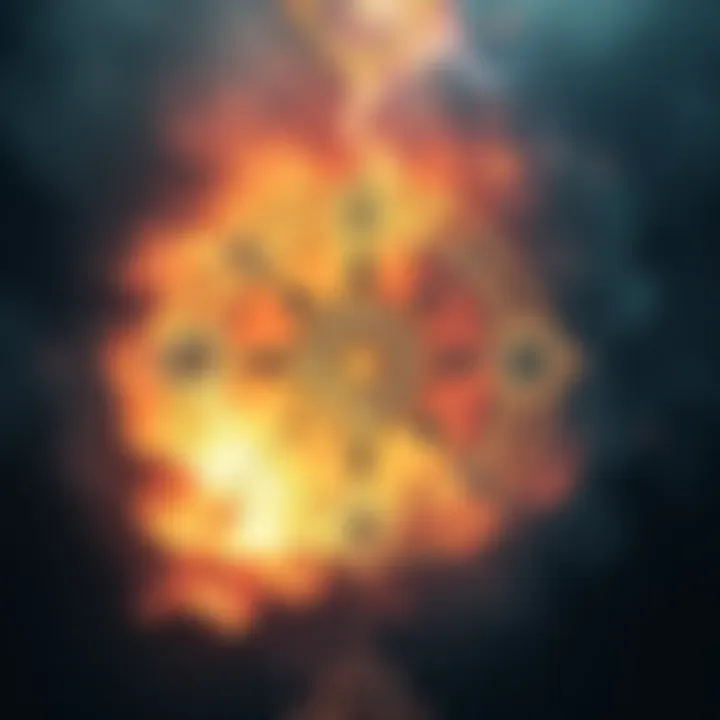 An intricate sigil surrounded by cosmic elements and a glowing aura, symbolizing the journey of transformation through chaos magic.