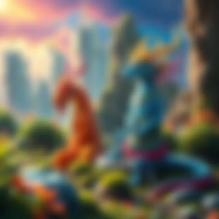 Colorful mythical creatures surrounded by vibrant landscapes, illustrating the power of belief in bringing imagination to life.