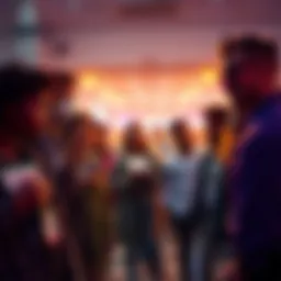 A diverse group of people holding name tags at a gathering, showcasing the connection between names and personal identity.