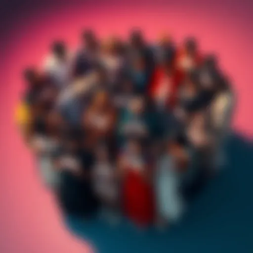 A group of diverse people, each holding a name tag that represents their name and its meaning, standing together in a circle, symbolizing the importance of names in shaping identity.