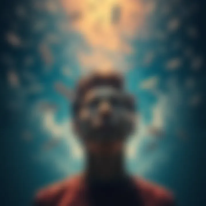 Names in Dreams A dreamer surrounded by floating names in a soft, dreamy background.