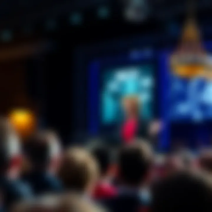 Nancy Guthrie Speaking at Event Nancy Guthrie addresses an audience at a media event, showing her strong presence despite a small following.