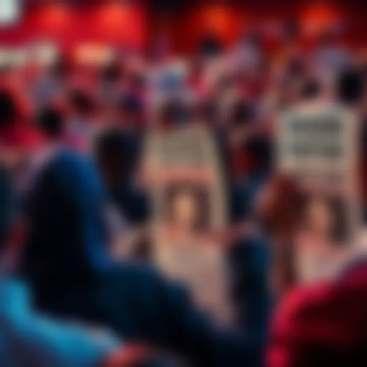 Nancy Guthrie Missing A concerned crowd gathers with missing person posters of Nancy Guthrie, highlighting public alarm about her disappearance.