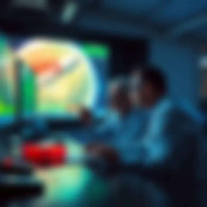 A group of scientists looking at a space monitor displaying data related to extraterrestrial life. They appear concerned about potential missed signals.