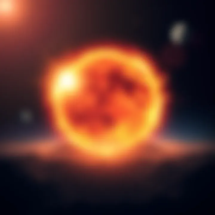 A depiction of two suns shining above the moon, with cosmic elements symbolizing transformation and ancient wisdom.
