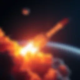 A NASA spacecraft launches into space with bright flames and smoke, symbolizing new discoveries in exploration.