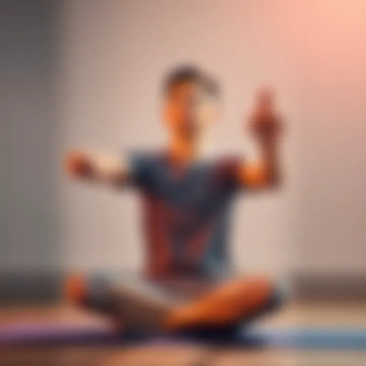 A person practicing box breathing while sitting cross-legged, emphasizing nasal breathing