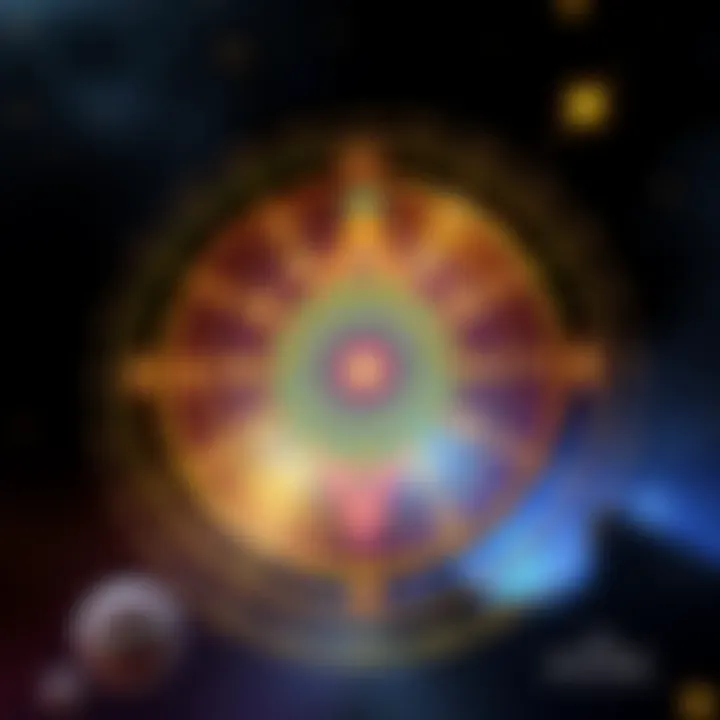 A colorful natal chart with astrological symbols showing personal traits and zodiac signs