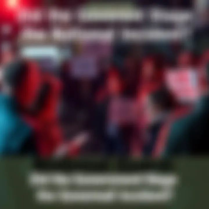 National Guard Incident Discussion Group of people discussing the National Guard incident with concern, some holding signs questioning the government's role.