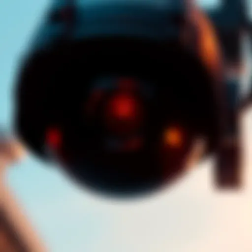 A close-up of a high-tech surveillance camera aimed at a clear sky, symbolizing the need for improved national security video releases.