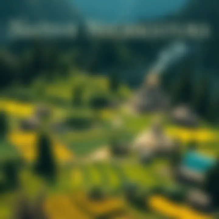 A vibrant Native American village surrounded by lush fields and forests, showcasing sustainable agricultural practices and traditional structures, reflecting a harmonious relationship with nature.