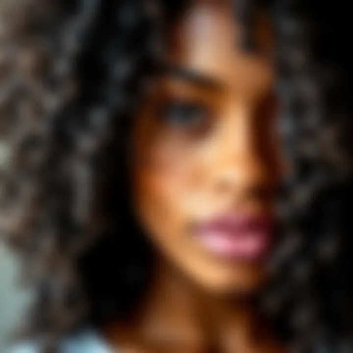 A close-up of defined natural curls styled with leave-in cream, showcasing their healthy appearance without heat tools