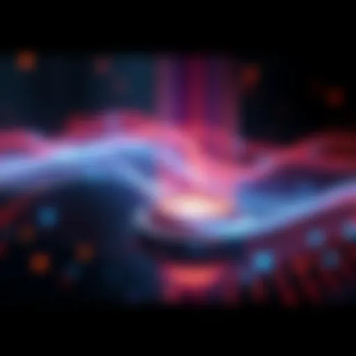 A visual representation of a natural holographic projector using sound waves to form clear images in a particle system.