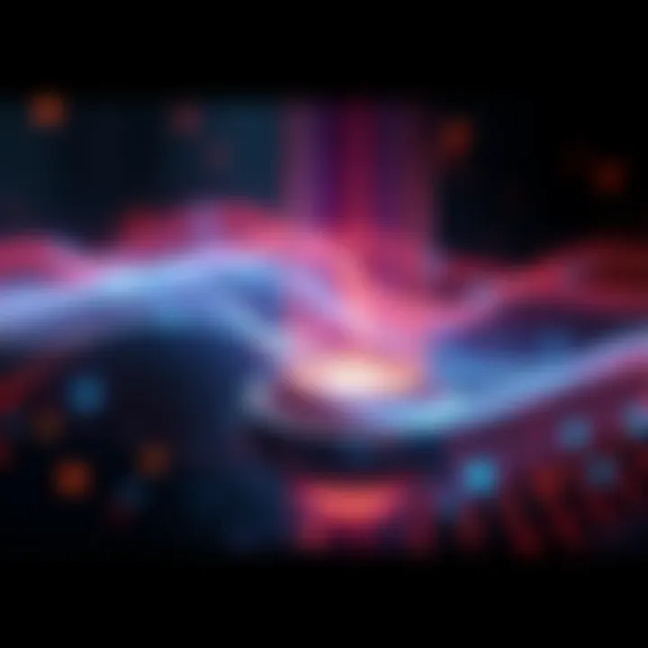 A visual representation of a natural holographic projector using sound waves to form clear images in a particle system.
