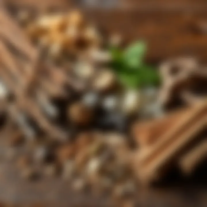 A selection of natural incense sticks, herbs, and resins on a wooden surface, showcasing clean and organic aromatic options for home use.