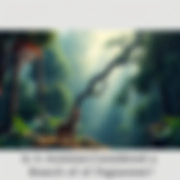 A serene forest scene representing Animism, with trees, plants, and animals coexisting harmoniously.
