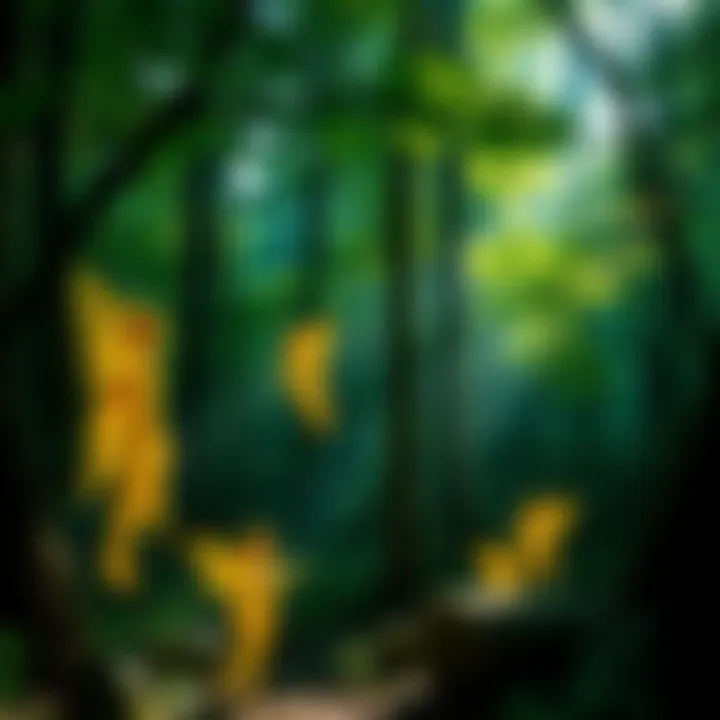 A serene forest scene featuring ethereal nature spirits, inspired by nymphs and huldra, surrounded by lush greenery and soft light.