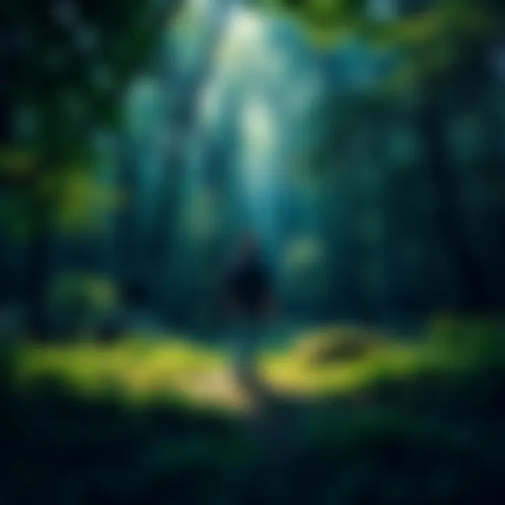 A person standing in a lush green forest, feeling connected to nature and reflecting on life changes.