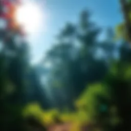 A serene forest scene with sunlight filtering through trees, symbolizing the beauty of nature in pantheism.