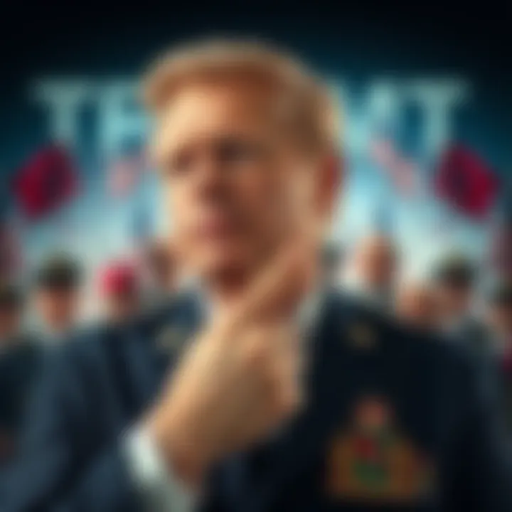 Naval looking thoughtful with a backdrop of political symbols
