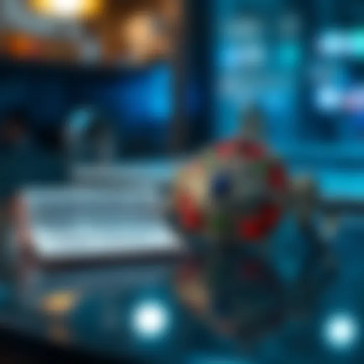 A colorful nazar amulet symbolizing protection against the evil eye, placed next to a reflective surface with a note about compliments and self-esteem.