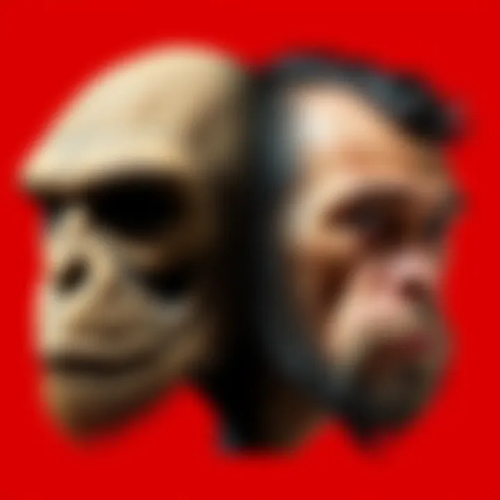 Side-by-side comparison of a Neanderthal and a modern human, each displaying different features and postures, highlighting the differences in their appearance and intelligence.