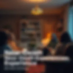 A person sharing their near-death experience story with a group of listeners in a cozy setting, highlighting emotions and insights about life and consciousness.