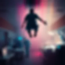 An individual floating above their body in a hospital room, witnessing medical staff working frantically below, embodying the phenomenon of NDEs.