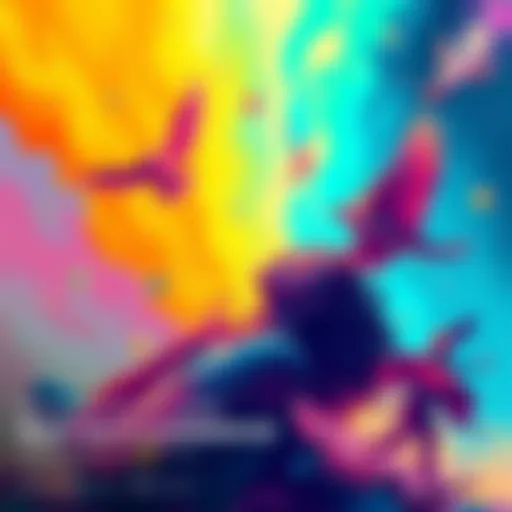 A vibrant illustration showing various near-death experiences, with symbolic elements representing life, death, and personal journeys