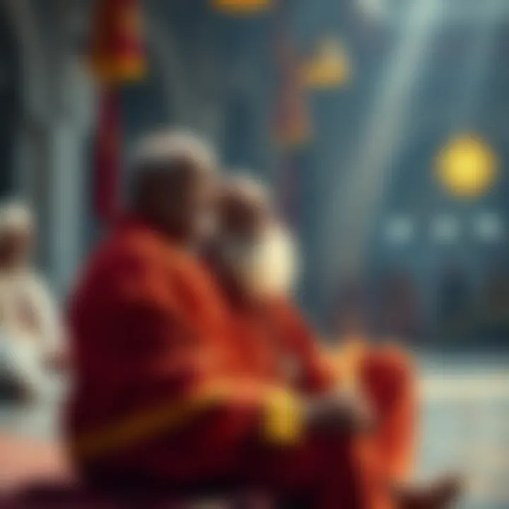 Neem Karoli Baba surrounded by people, sharing wisdom and inspiring faith