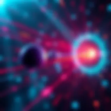 Illustration showing rubidium atoms and photons with arrows indicating negative time flow.