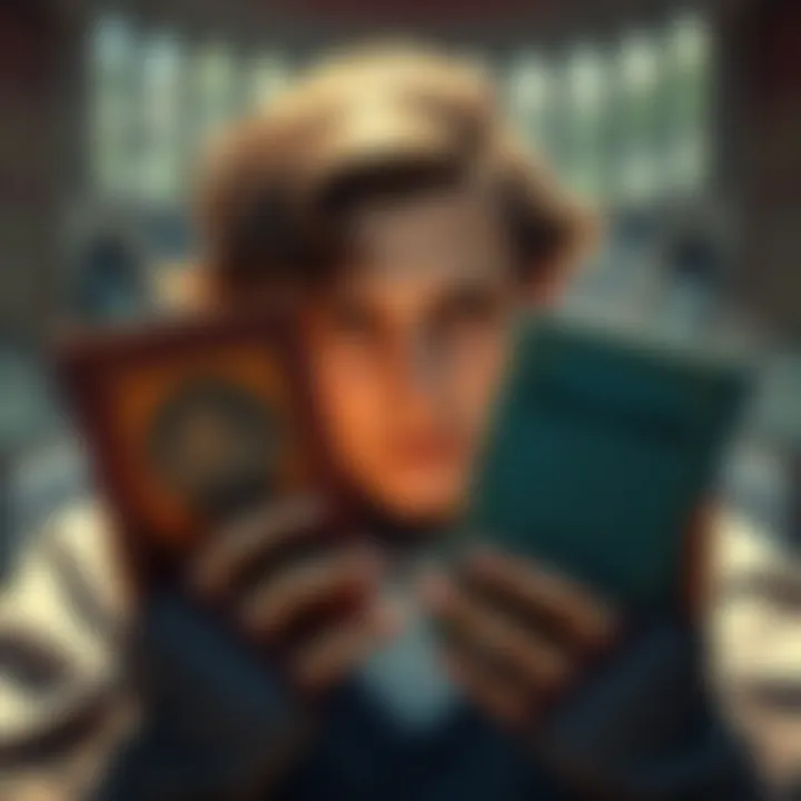 A person pondering between books on Neoplatonism and Abrahamic faiths, representing a choice in philosophical beliefs